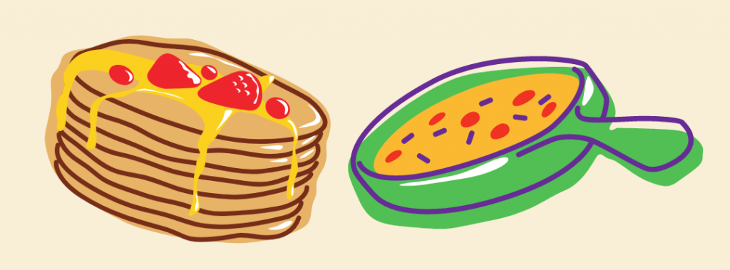 pancakes and frying pan