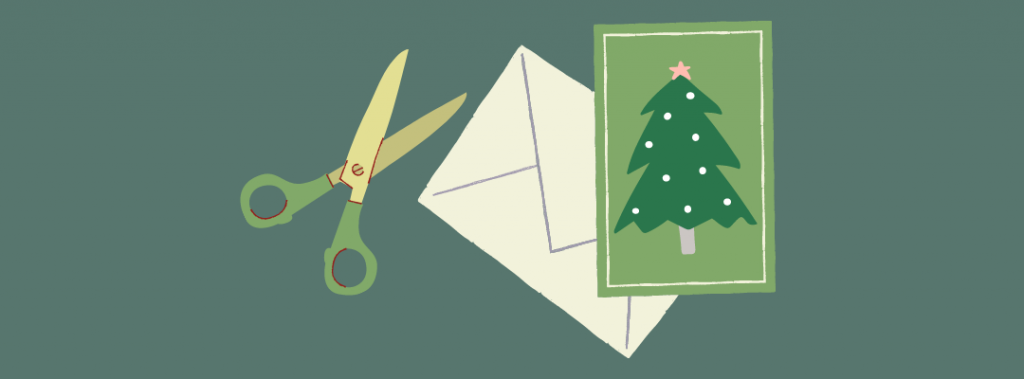 scissors and christmas card