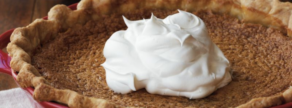 bourbon sugar pie with whipped cream