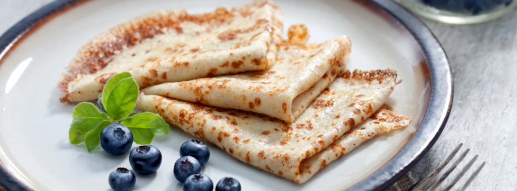 crepes and blueberries