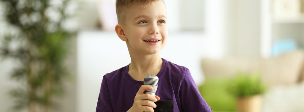 kid with microphone
