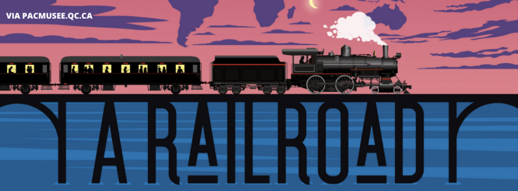 railroad to dreams banner with train illustration