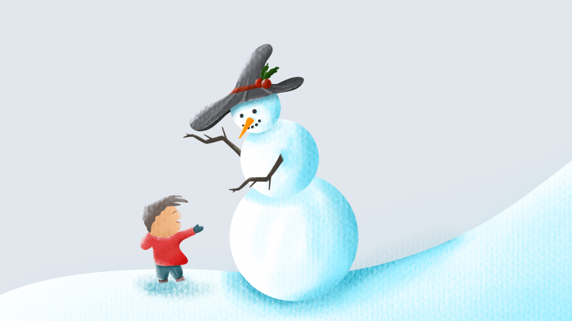 kid making snowman