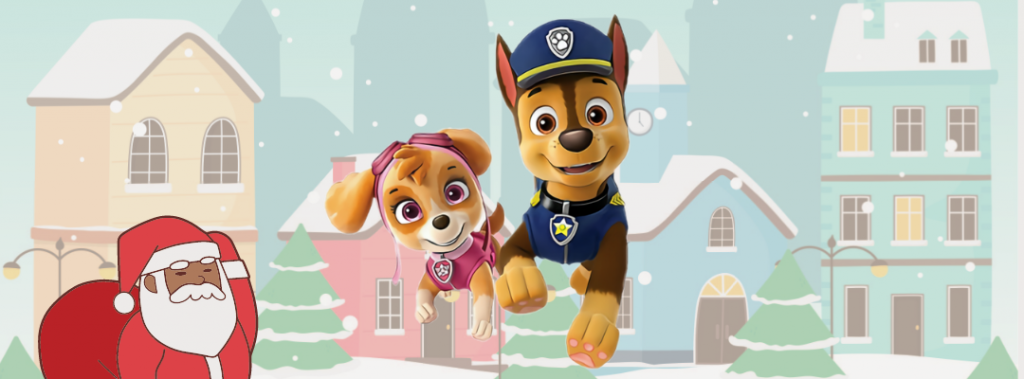 santa and paw patrol characters