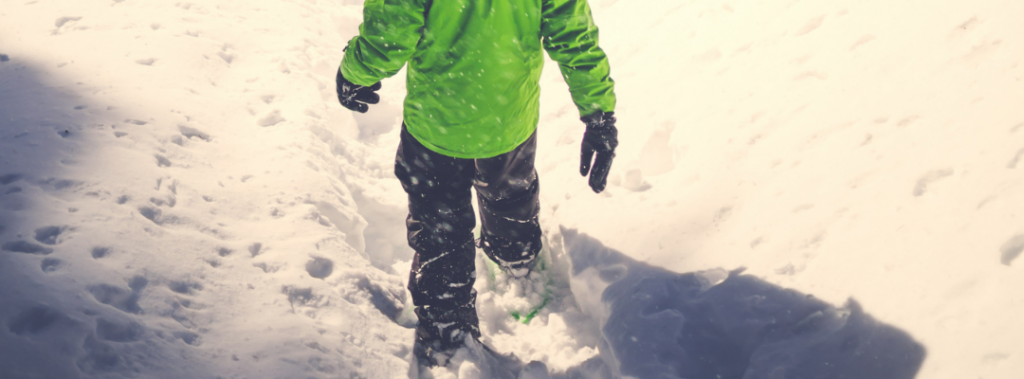kid snowshoeing