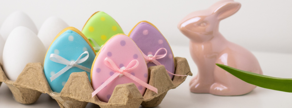 colourful egg-shaped easter cookies