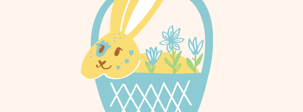 easter bunny in blue basket