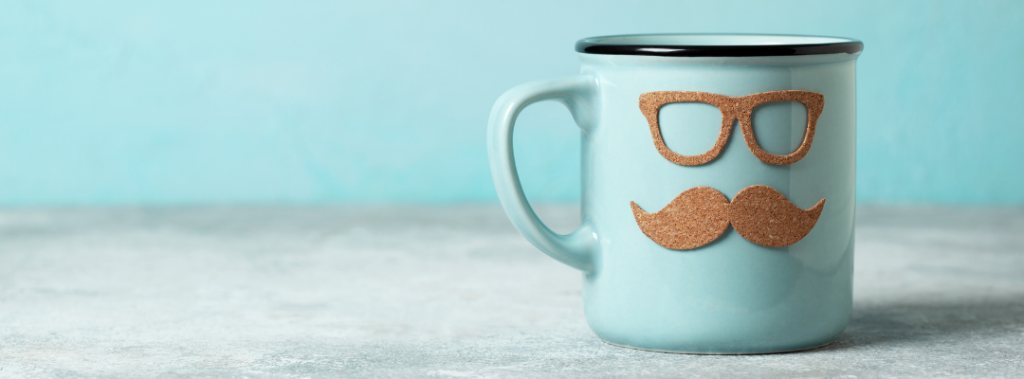 mug with glasses and mustache