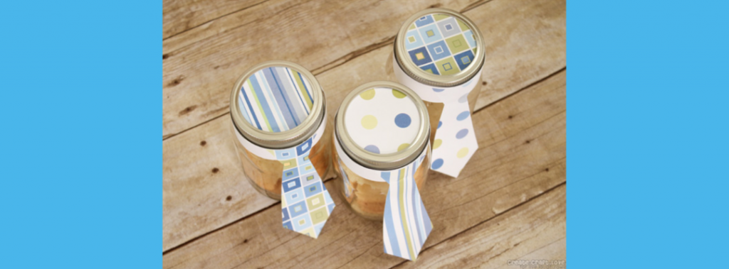 father's day themed mason jars with craft ties
